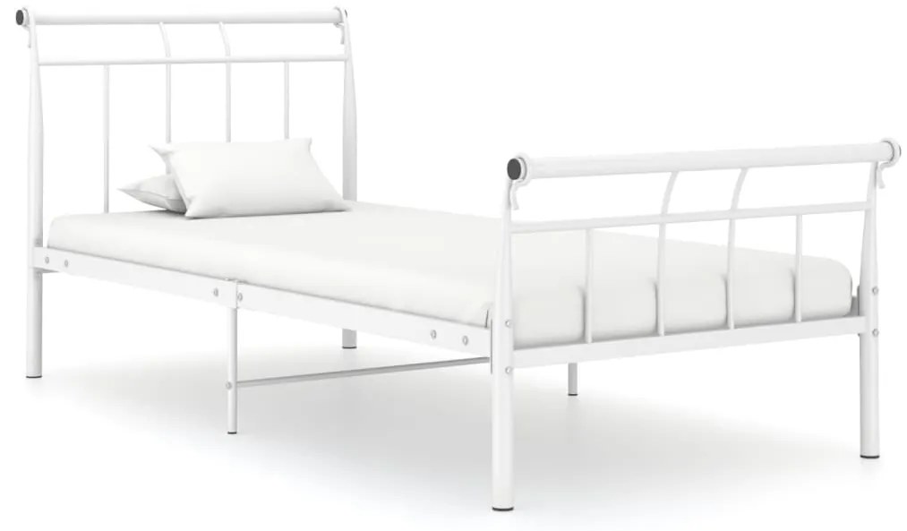 vidaXL Cadru de pat, alb, 100x200 cm, metal