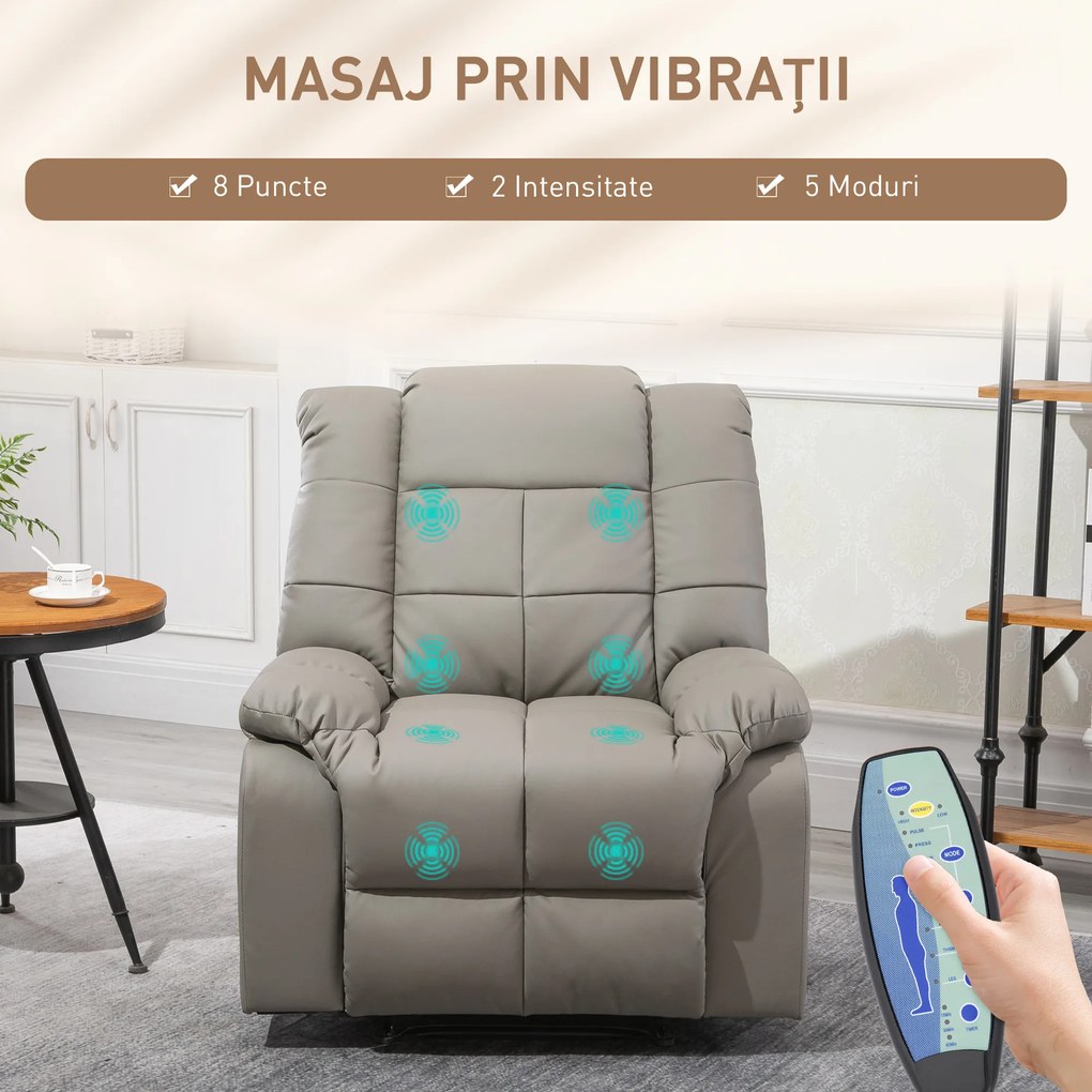 HOMCOM Fotoliu de Relaxare cu Masaj din Piele Artificiala | Aosom Romania