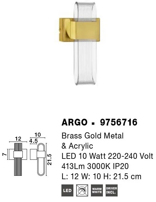 Aplica LED de perete design modern ARGO