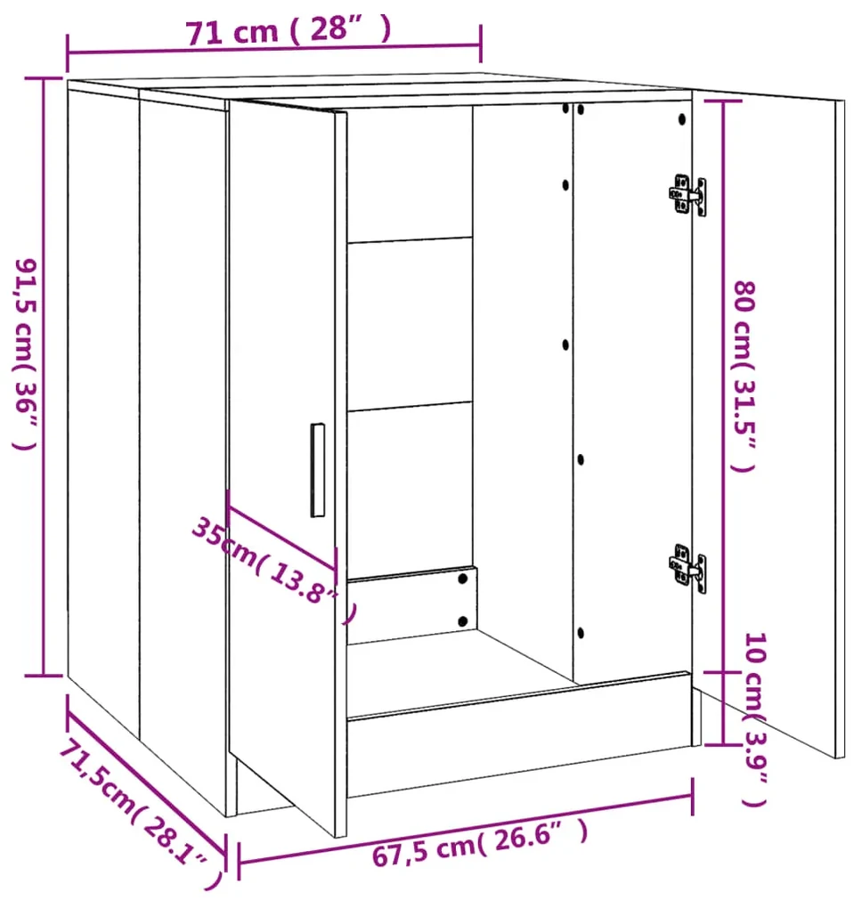 Dulap masina de spalat, stejar maro, 71x71,5x91,5 cm Stejar brun