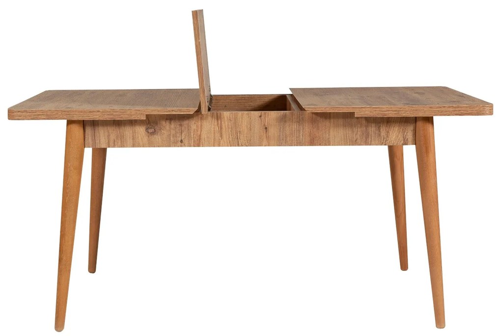 Masă de sufragerie extensibilă cu 2 scaune și 2 bănci Vlasta (pin antlantic + pistachio). 1073077