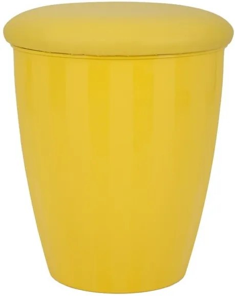 Taburet cu spațiu de depozitare Mauro Ferretti Easy, ⌀ 38 cm, galben