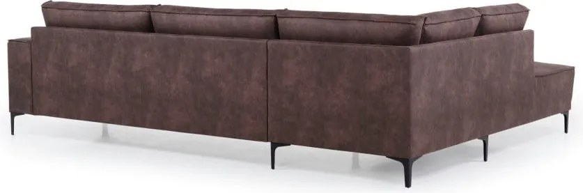 Colțar maro cu tapițerie din imitație de piele (colț pe partea stângă ) Copenhagen – Scandic