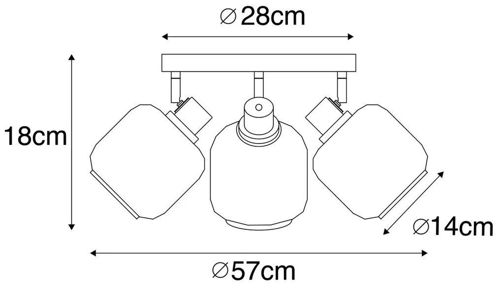 Smart Plafonieră cu spoturi negre cu auriu și sticlă fumurie Incl. 3 Wifi P45 - Zuzanna