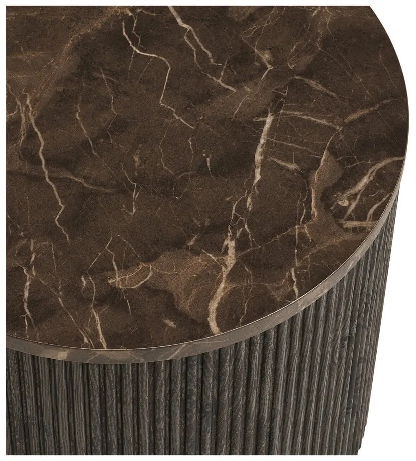 Măsuță auxiliară rotundă cu blat cu aspect de marmură ø 45 cm Rota – House Nordic