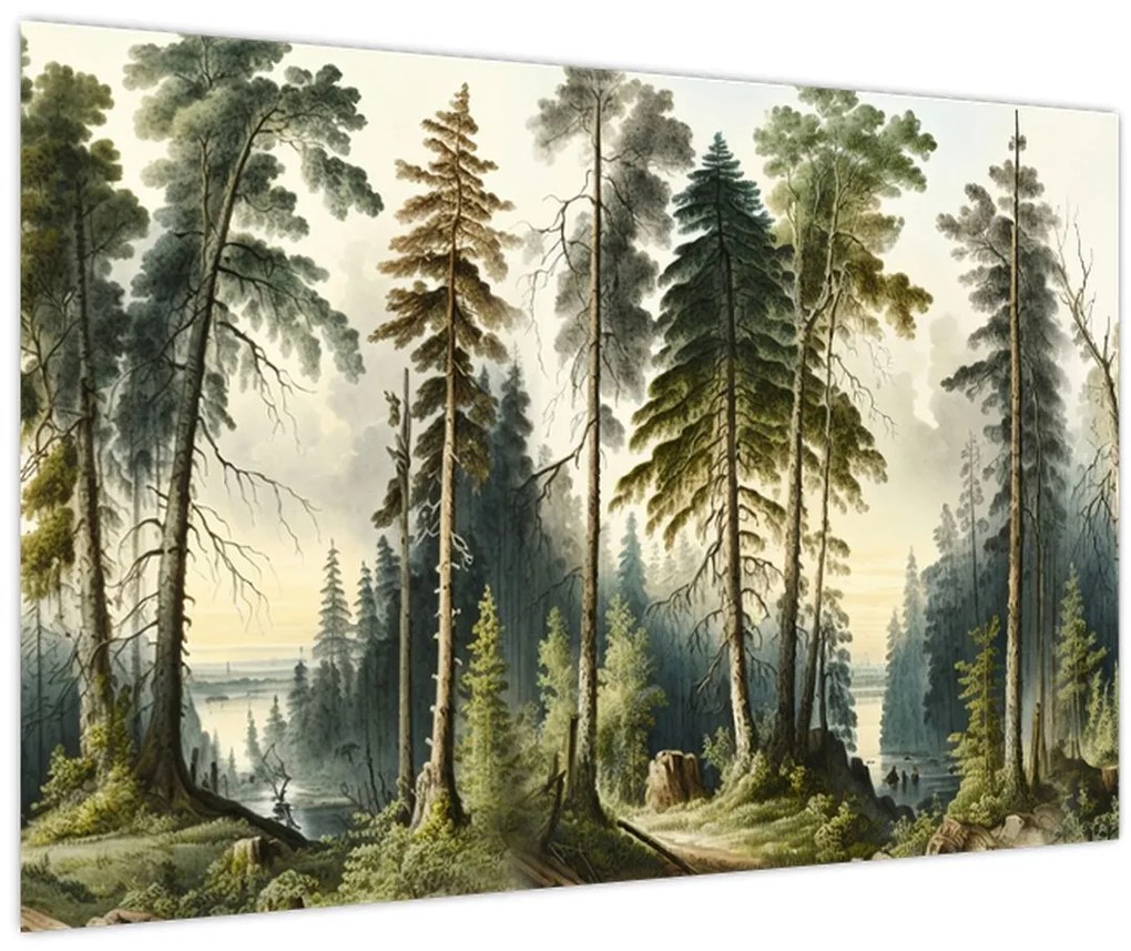 Tablou - Peisaj de epocă de păduri (90x60 cm)