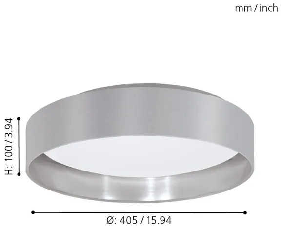 Eglo 31623 - Plafonieră LED MASERLO, 16W, 230V, Ø 40,5 cm, gri/argintiu