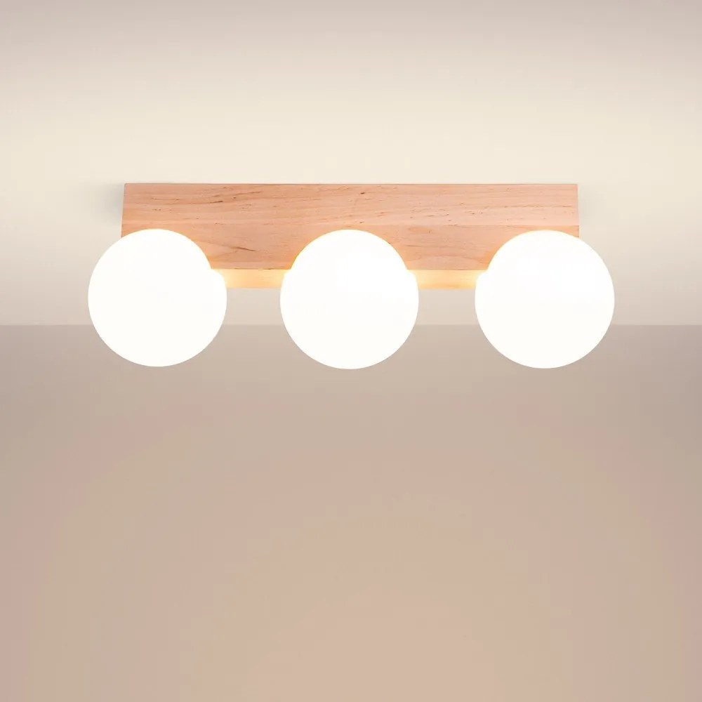 Plafonieră albă/în culoare naturală cu abajur din sticlă ø 12 cm Solum – Sollux