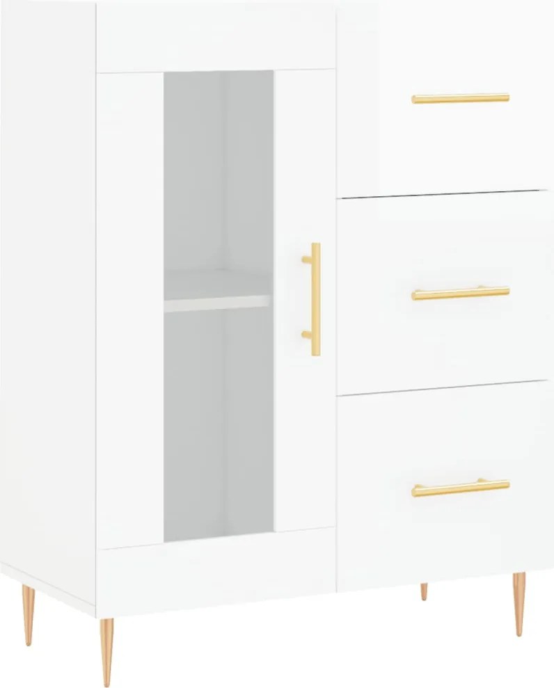 vidaXL Servantă, alb extralucios, 69,5x34x90 cm, lemn compozit