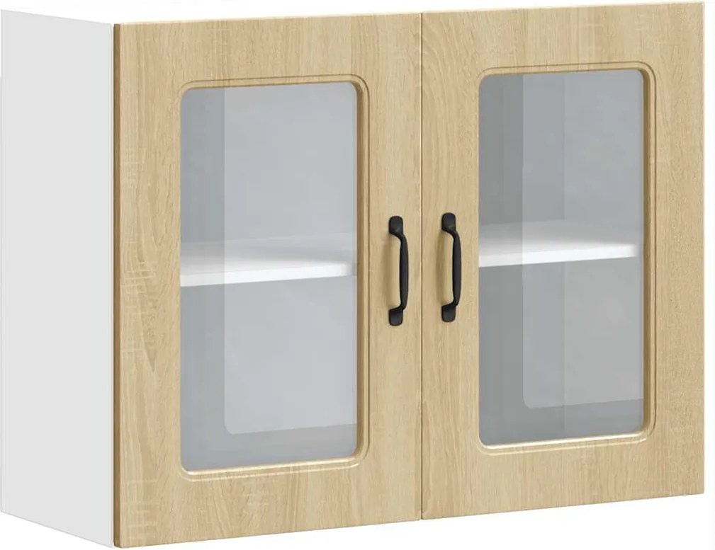 vidaXL Dulap bucătărie cu ușă sticlă Kalmar lemn de stejar de Sonoma