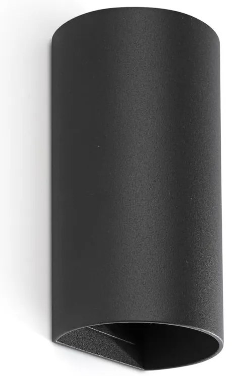 Aplica perete aluminiu negru, 2xGU10, SOLE round