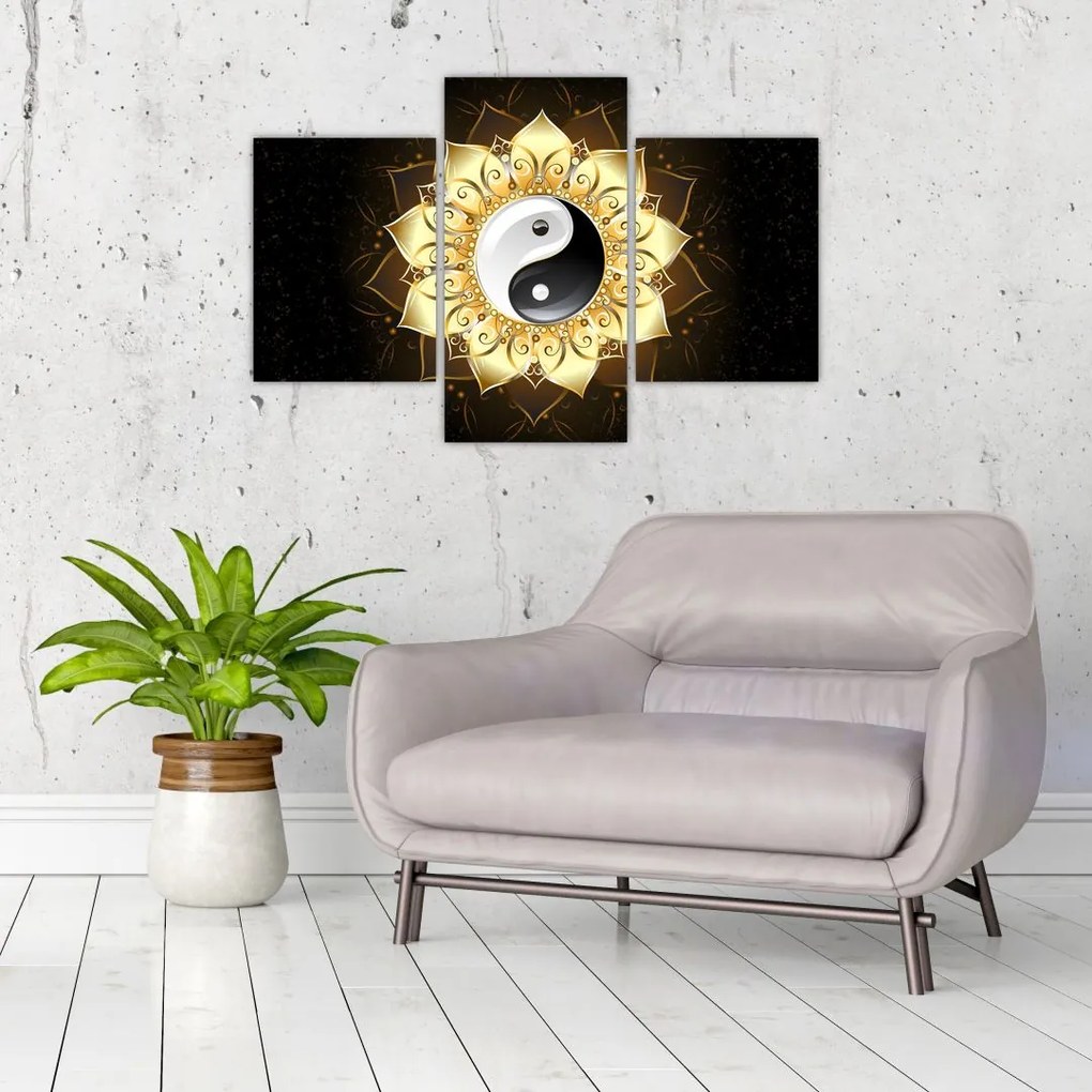 Tablou - Yin-Yan de aur (90x60 cm)