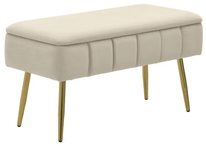 Bancheta cu spatiu depozitare Velvet Beige Golden 80 x 38 x 42 cm