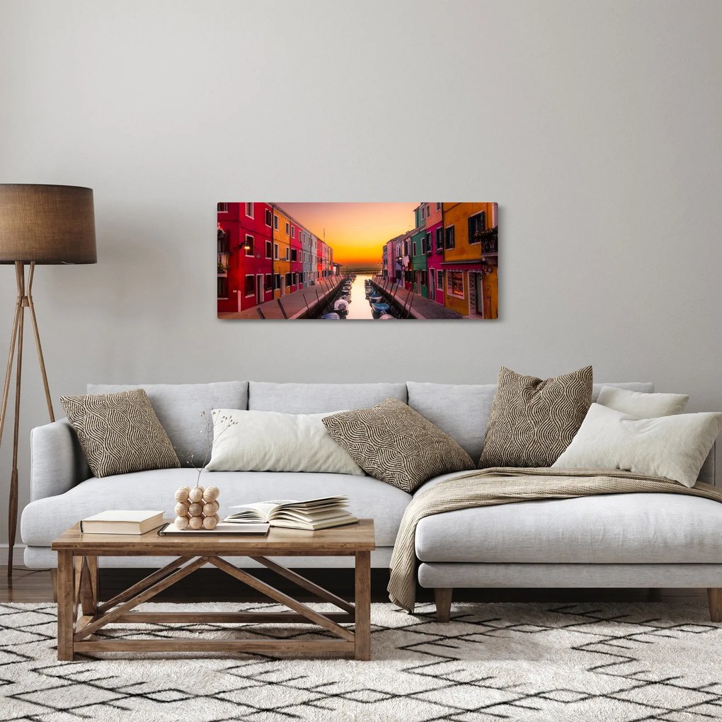 Tablou - Apus de soare, insula Burano, Veneția, Italia (120x50 cm)