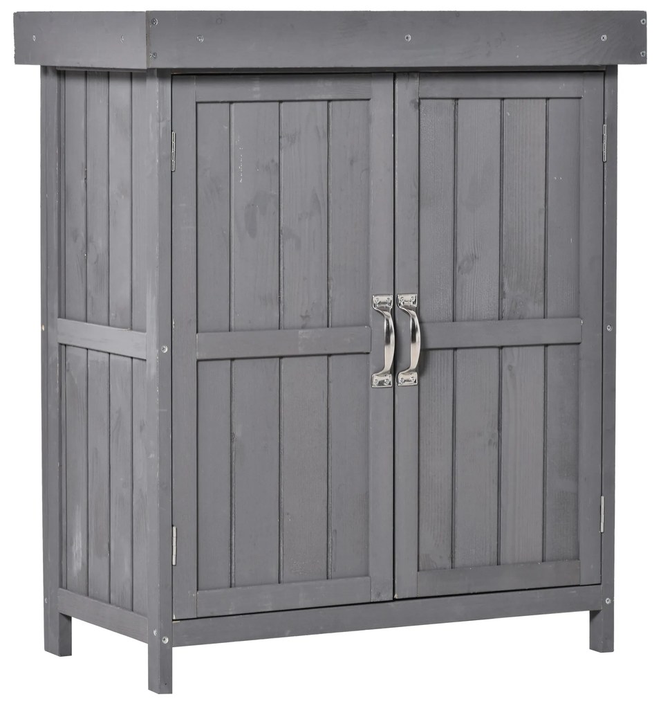 Outsunny Dulap de Gradina cu 2 Rafturi si 2 Usi, Lemn, 74x43x88 cm, culoarea lemnului | Aosom Romania