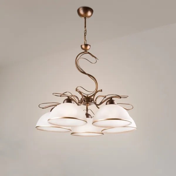 Lustră pe lanț COBRA, 5x E27/60W/230V, bronz/patină