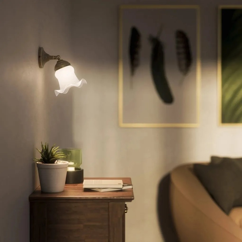 Aplica de perete stil clasic italian din alama si sticla Bell