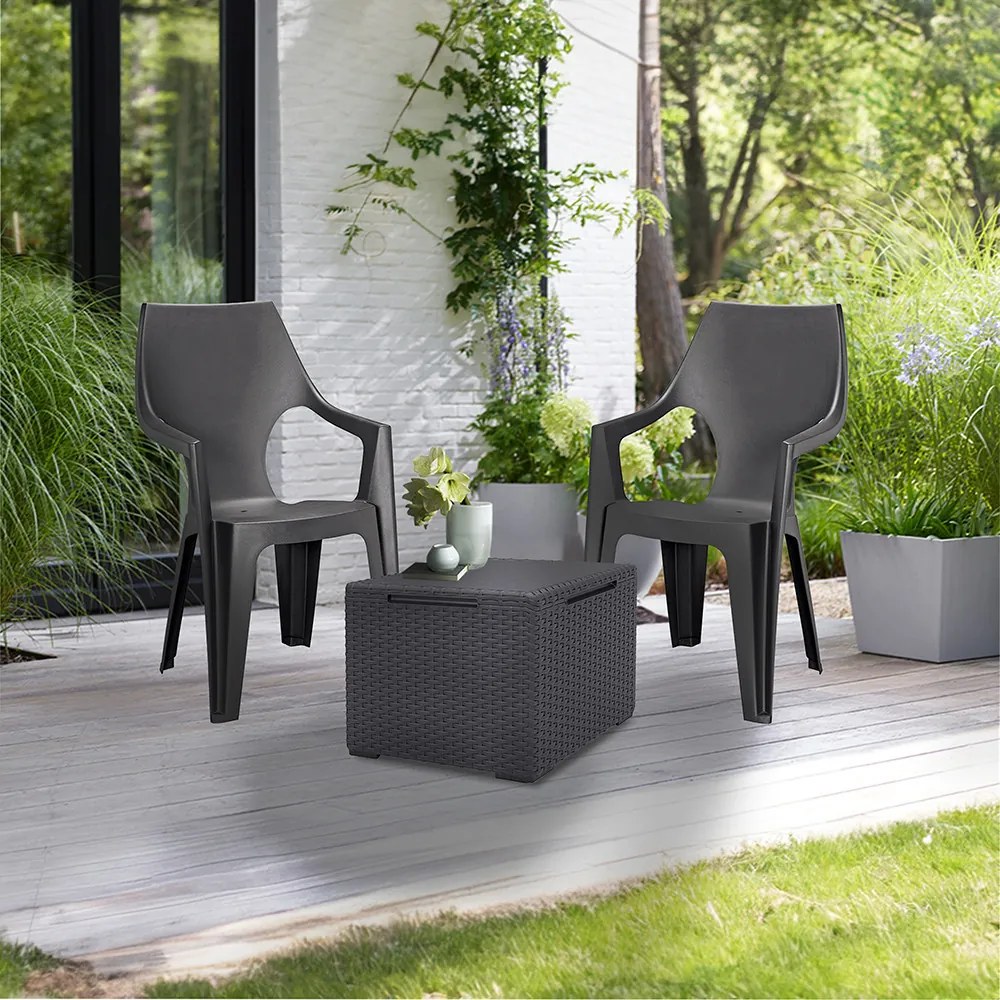 Set de mobilier de grădină Dante Balcony cu spătar înalt și masă Vigo, grafit