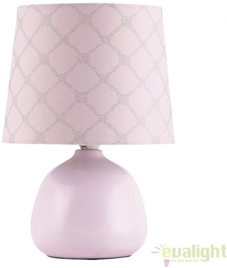 Veioza, lampa de masa, finisaj roz, diametru 18cm, Ellie 4384 RX