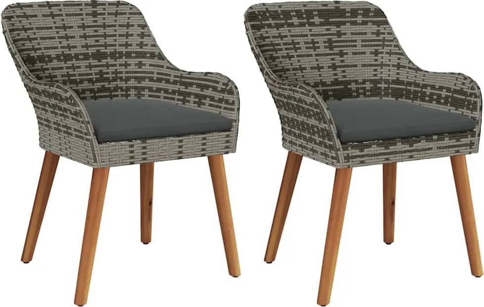 vidaXL Scaun pentru Grădină 2 pcs Gri 62.5 x 55 x 82 cm poliratan