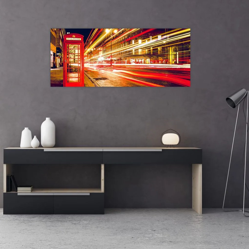 Tablou - căsuța telefonică roșie (120x50 cm)