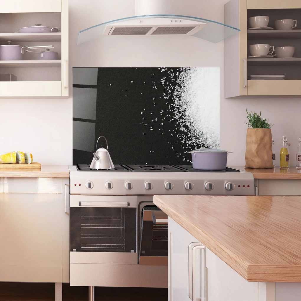 Panou Sticla Bucatarie, 80x120cm, Protectie aragaz, Antistropi, Termorezistent, Alimente, Condimente, Salt Texture
