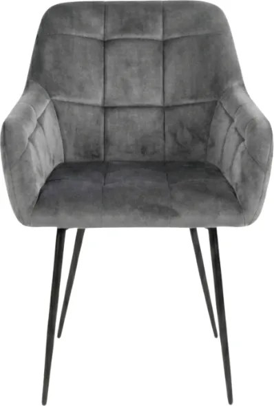 Fotoliu de sufragerie LOREN VELVET gri cu picioare negre