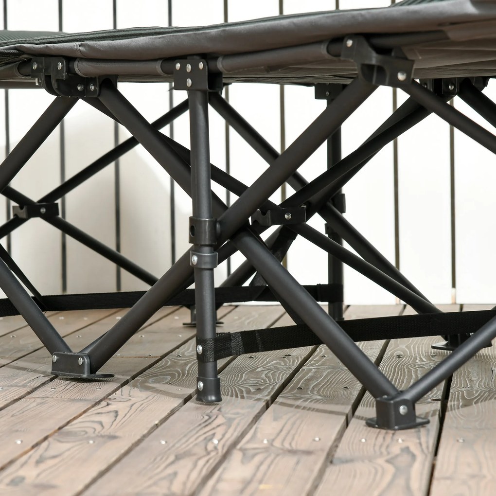 Outsunny Șezlong pliabil, spătar reglabil, cu suport pentru pahare, până la 120 kg, 68 x 190 x 48 cm, Gri | Aosom Romania