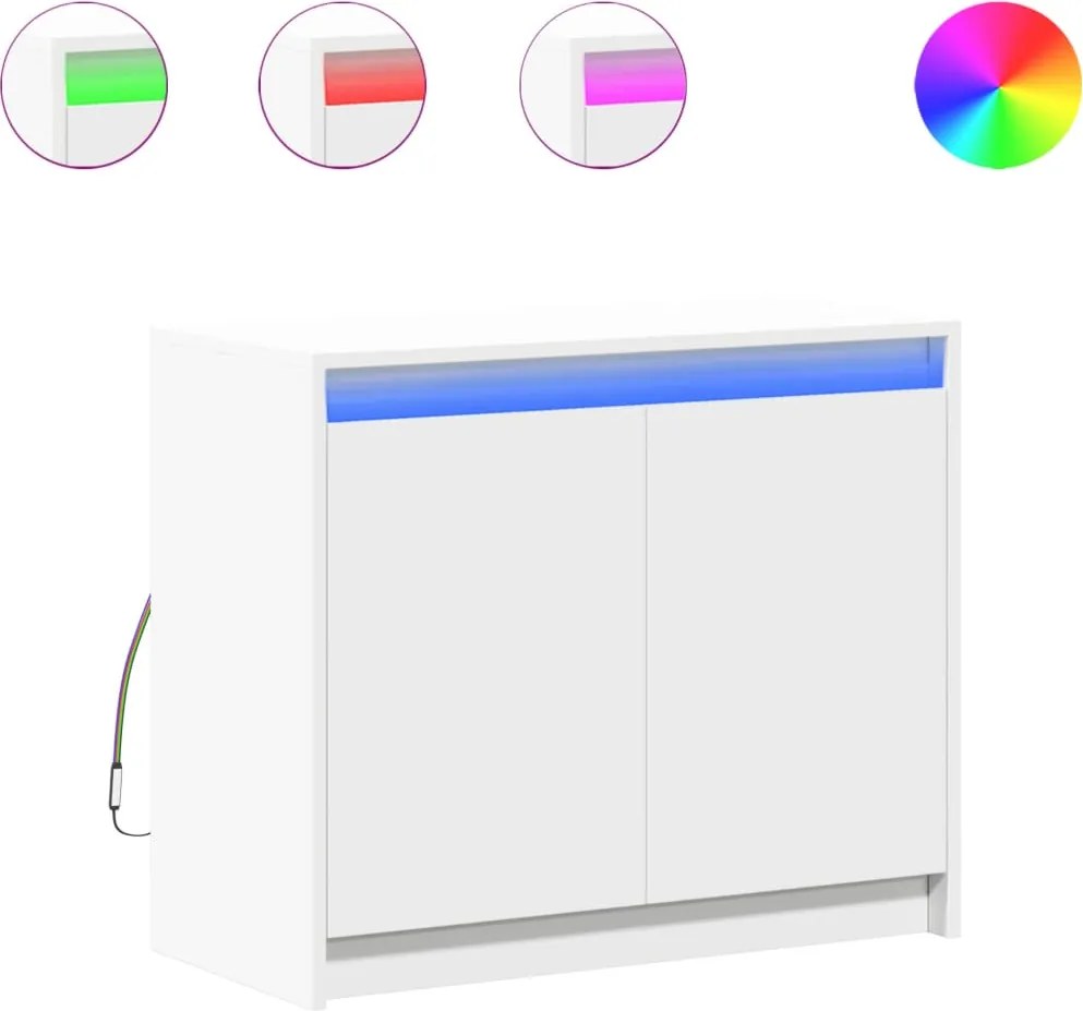 vidaXL Dulap cu LED, alb, 72x34x61 cm, lemn prelucrat