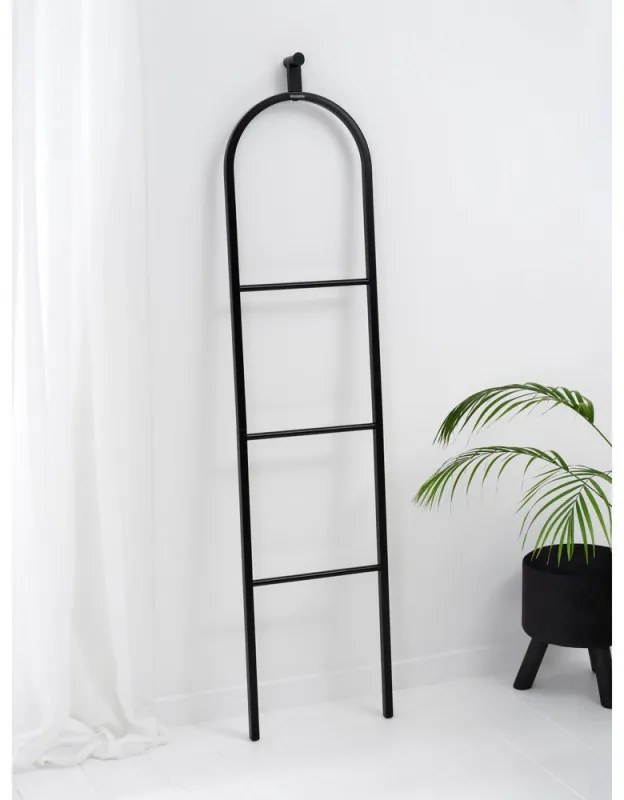 Suport multifunctional pentru haine Brabantia Linn 1008927, 3 tije, Parte ovala pentru sacou, Rezistent la coroziune, Negru