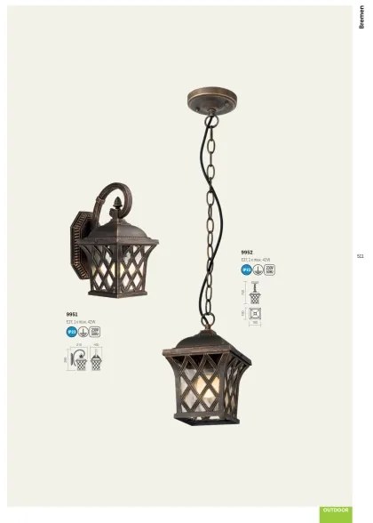 Lampă de perete de exterior Redo 9951 BREMEN 1xE27/42W/230V IP23 auriu/patină