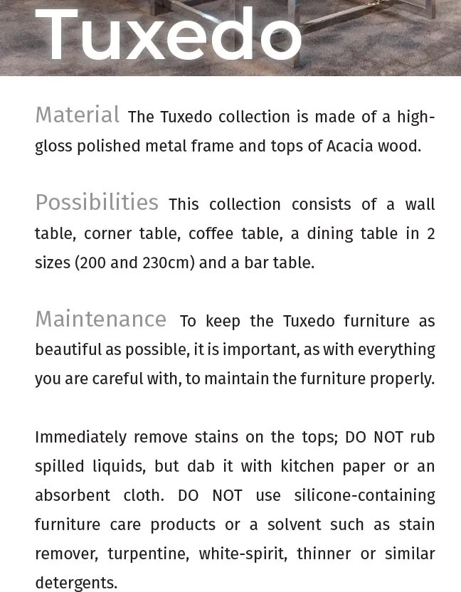 Consola design LUX din otel lucios si lemn Tuxedo