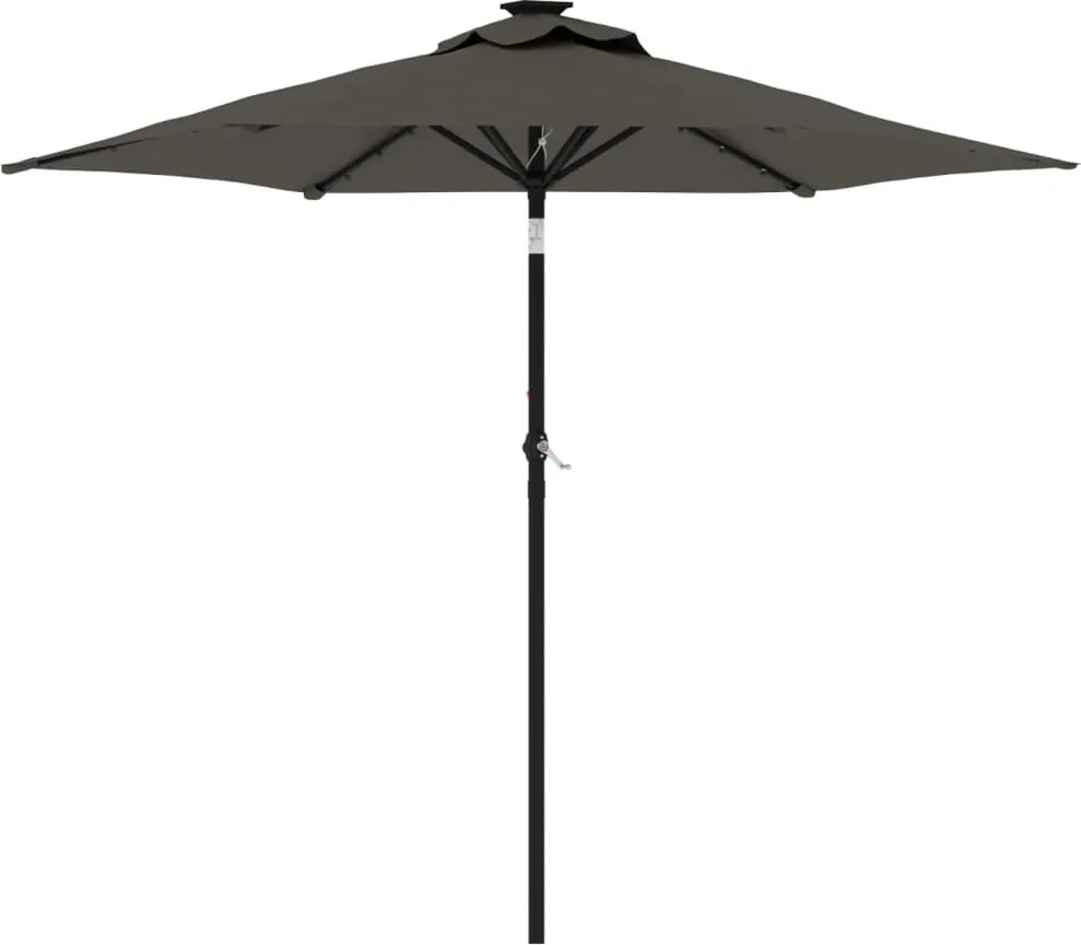 vidaXL Umbrelă soare grădină stâlp din oțel/LED antracit 225x225x212cm