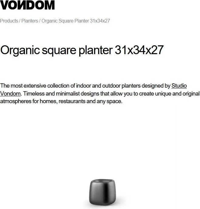 Ghiveci plante design decorativ exterior/interior Organic SQUARE 31x34x27cm