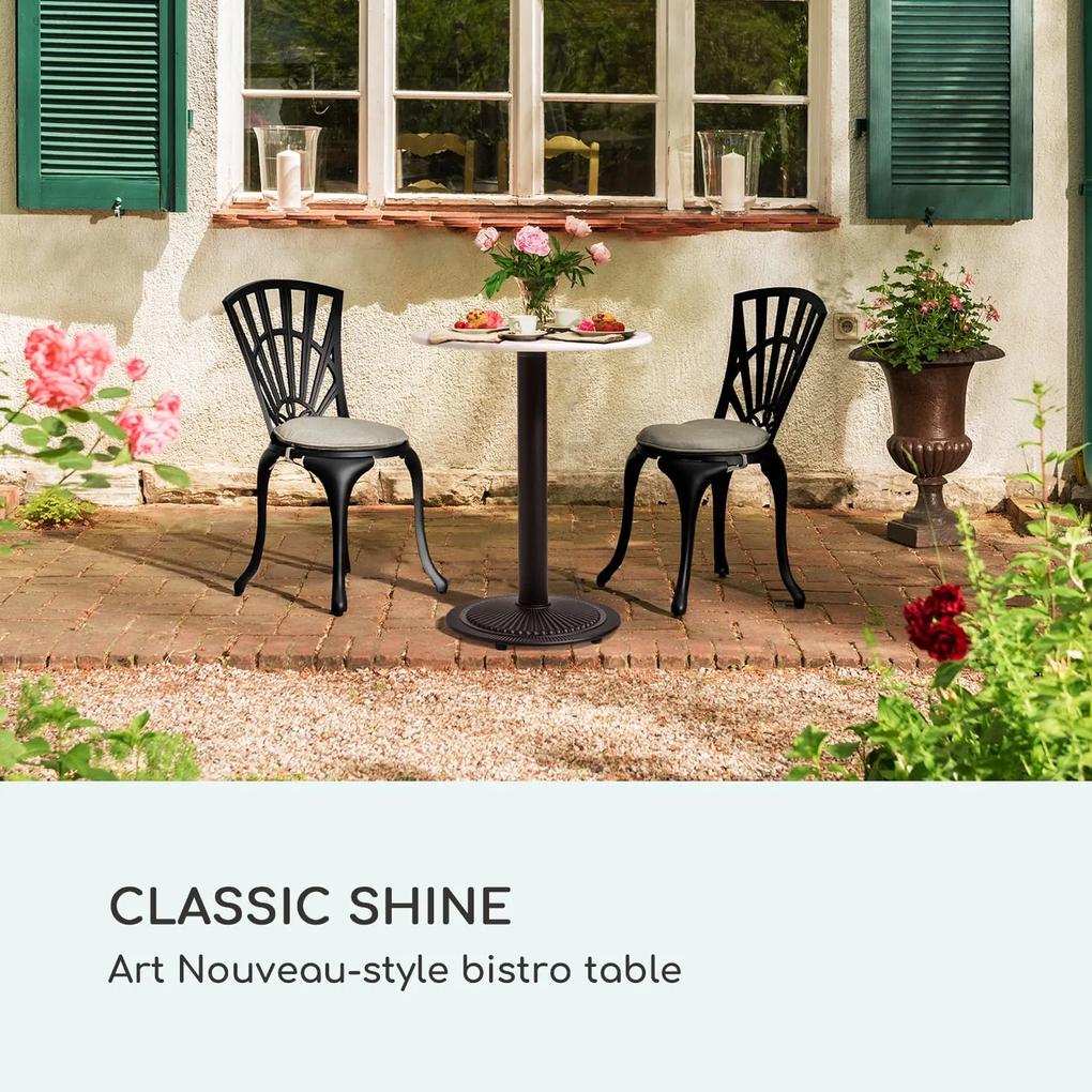 Patras Pearl, masă bistro, stil Art Nouveau, marmură, Ø 60 cm, înălțime 75 cm, fontă