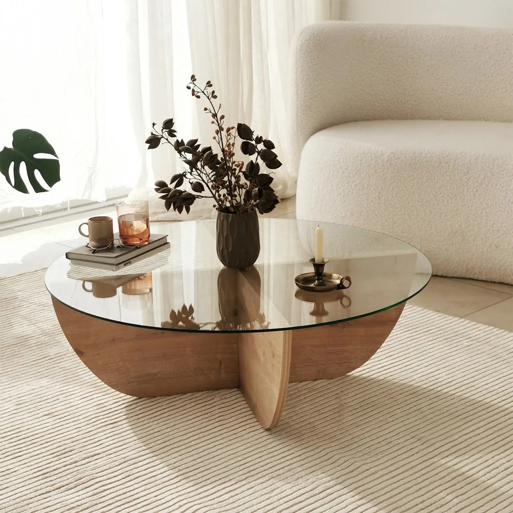 Măsuță de conferință Lily Sapphire Oak, stejar safir