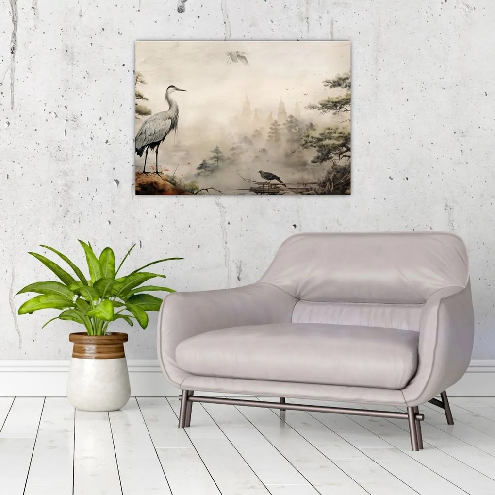 Tablou pe sticlă - Desen animat peisaj (70x50 cm)