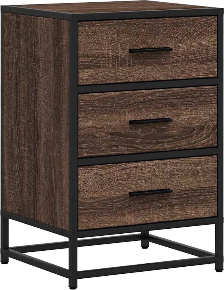 vidaXL Noptiera stejar maro 40x34,5x60 cm lemn prelucrat si metal