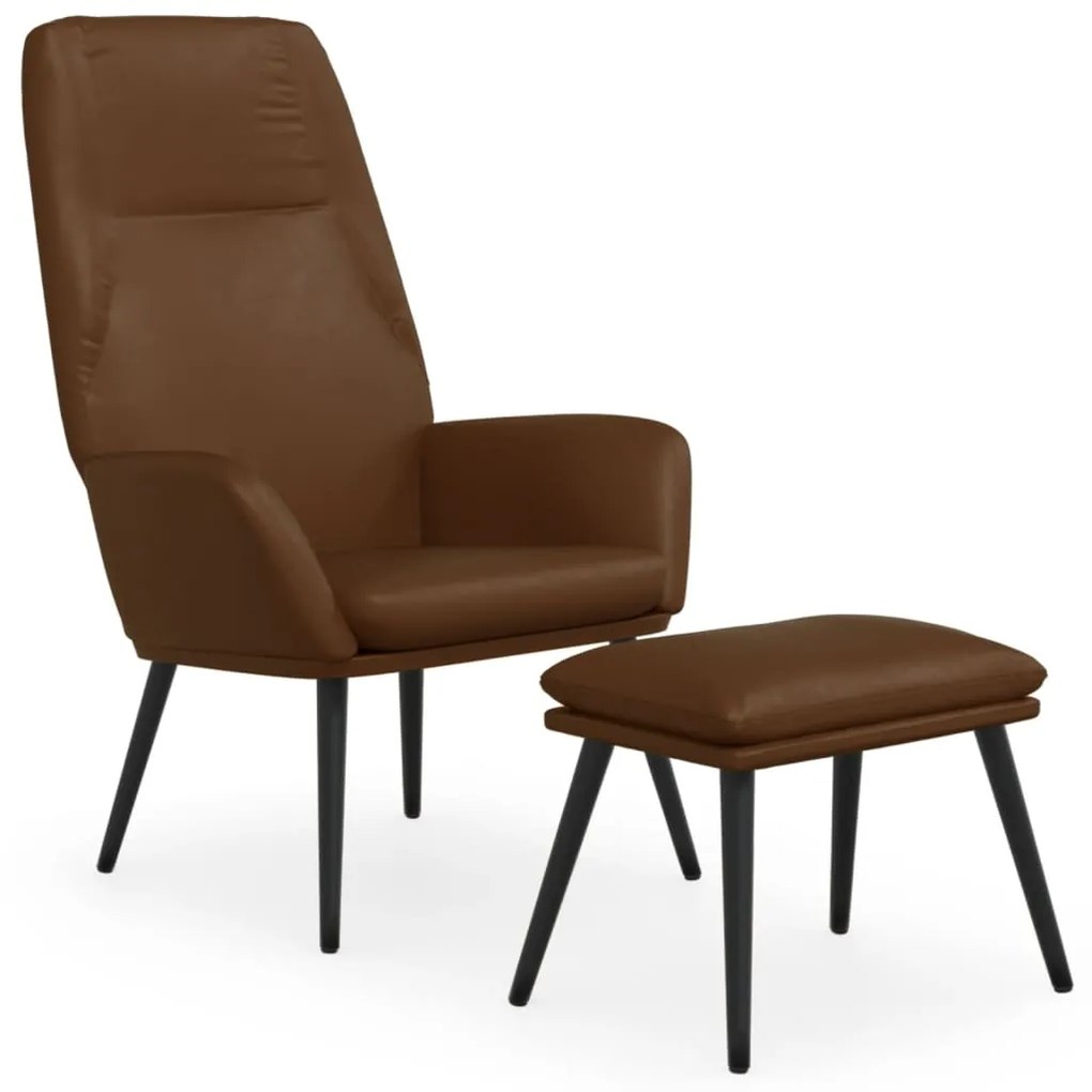 3097836 vidaXL Scaun de relaxare cu taburet, maro lucios, piele artificială