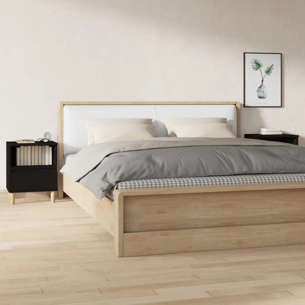 821797 vidaXL Noptiere, 2 buc., negru, 40x35x50 cm