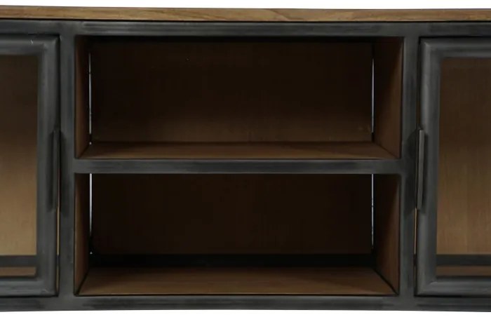 Comoda TV, neagra, din lemn si metal, Ferra