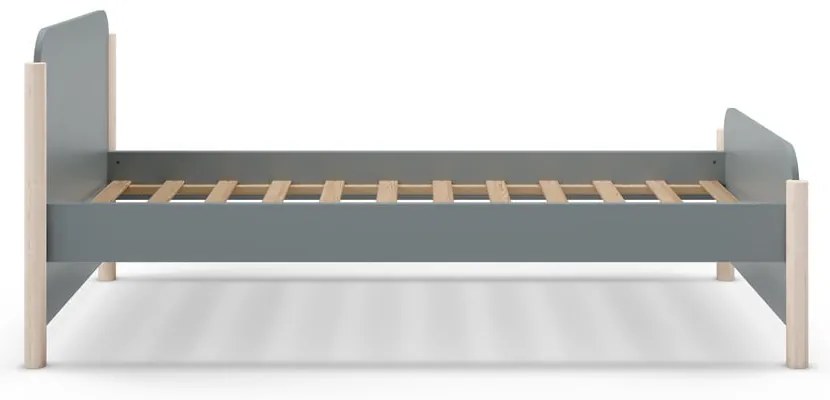 Pat pentru copii verde prăfuit din lemn de pin cu somieră 90x190 cm Enola – Marckeric