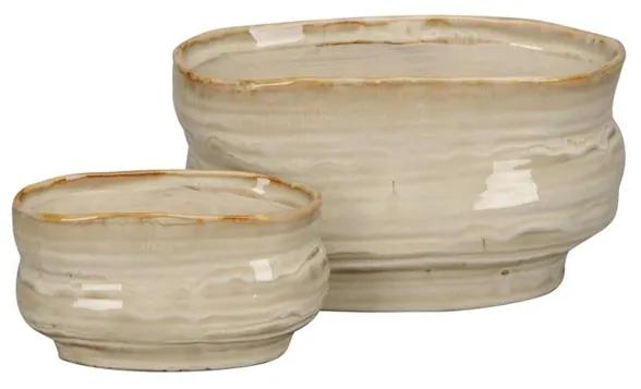 Ghiveci oval Roma din ceramica, crem, 20x12x11 cm