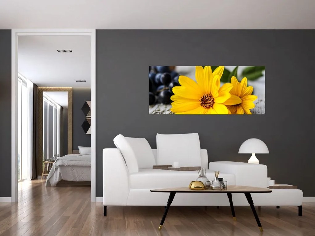 Tablou cu floare galbenă (120x50 cm)