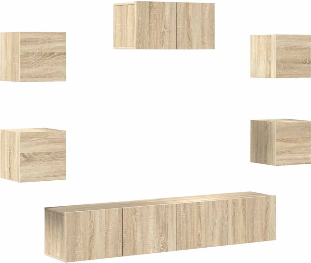 vidaXL Set dulapuri TV, 7 piese, stejar sonoma, lemn prelucrat