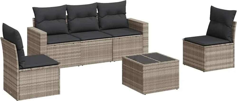 vidaXL Set canapele de grădină cu perne, 6 piese gri deschis poliratan