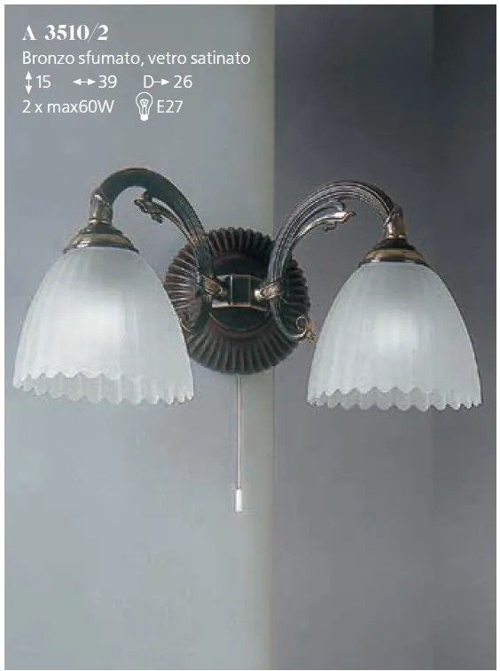 Aplica de perete design italian din alama cu lemn 3510