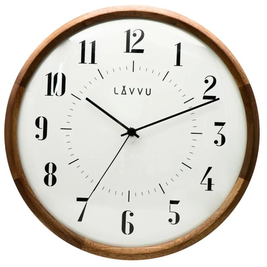 Ceas din lemn cu funcționare lină LAVVU RETRO, diametru 31,5 cm