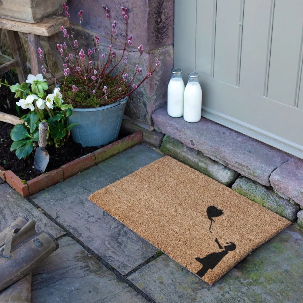 Covoraș de intrare din fibre de nucă de cocos 40x60 cm Girl With a Ballon – Artsy Doormats