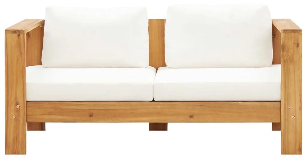 47273 vidaXL Canapea de grădină cu pernă, alb crem, 140 cm, lemn de acacia